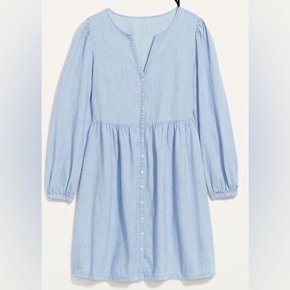 Old Navy Fit & Flare Chambray Mini Dress Sz Small - Picture 2 of 6
